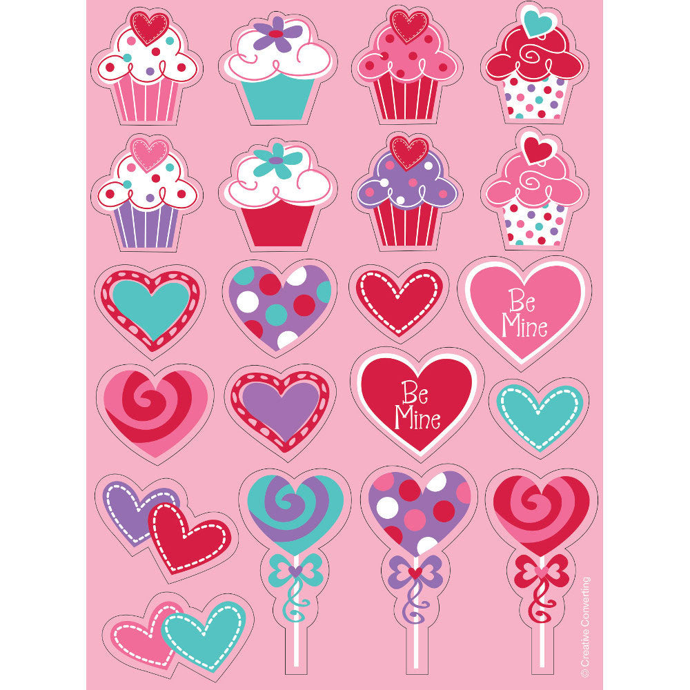Heart Cupcake Stickers, Value