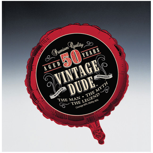 Vintage Dude Metallic Balloon, 50th
