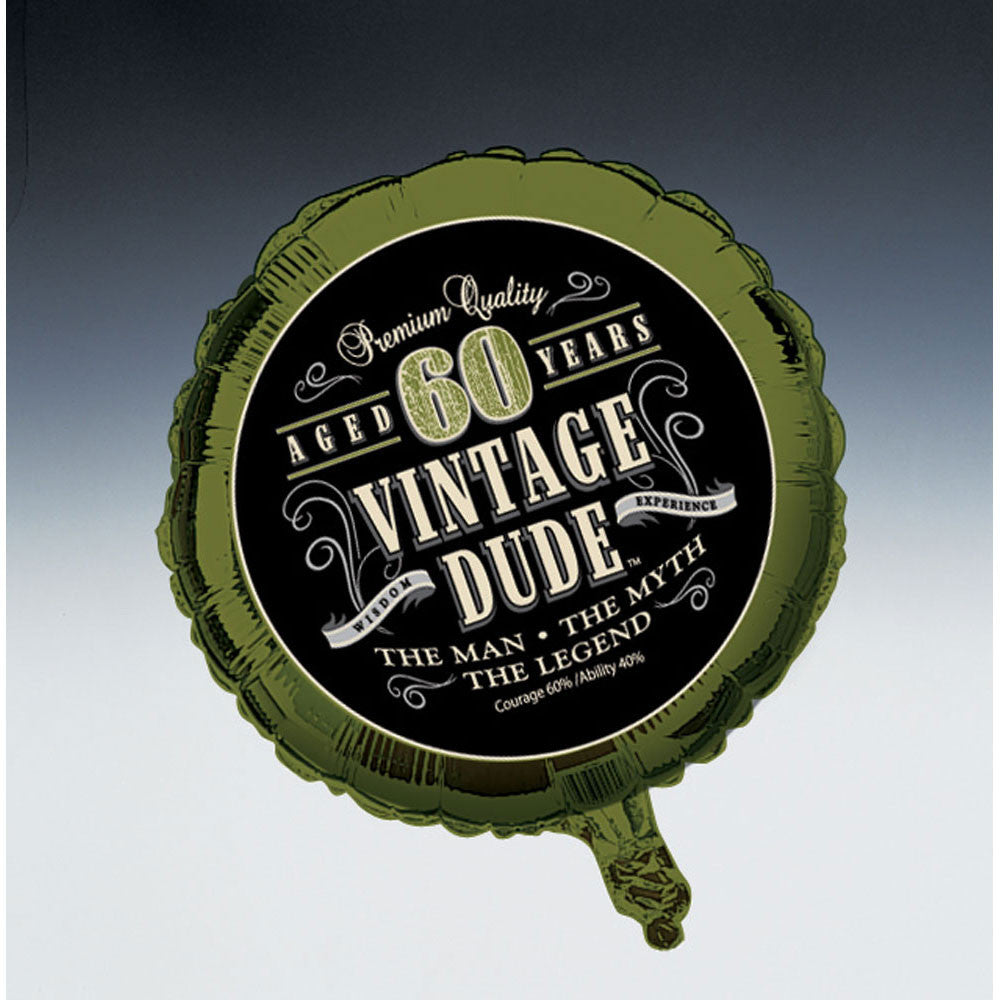 Vintage Dude Metallic Balloon, 60th