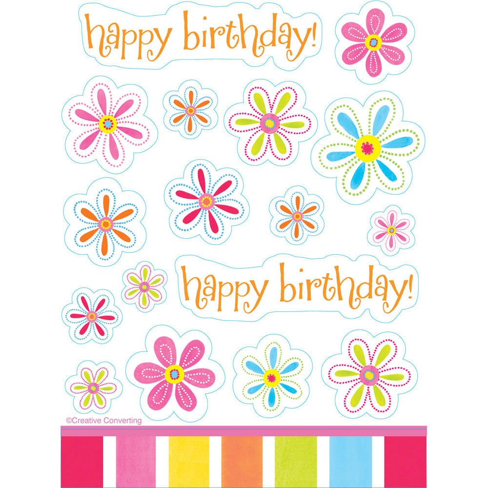 Pink Flower Cheer Stickers, Value