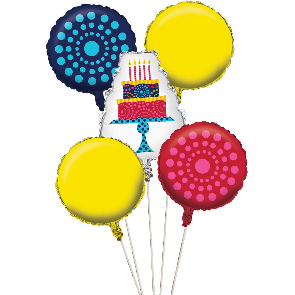 Birthday Cake Stand Bouquet of Balloons (5pc)