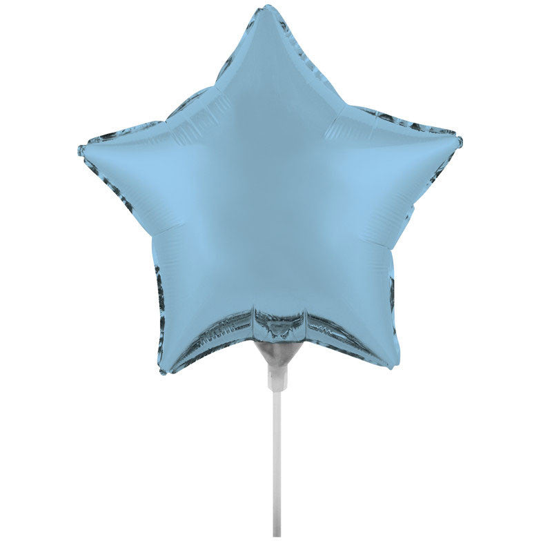 Pastel Blue 6" Air Filled Foil Star Balloon with Stick