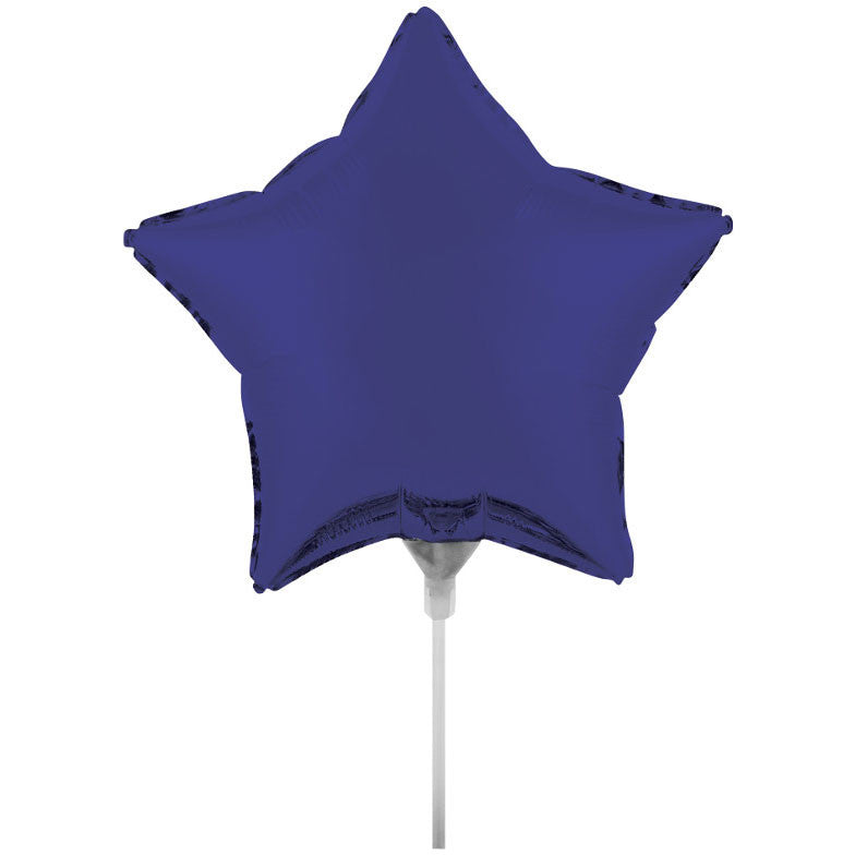 Purple 9" Air Filled Foil Star Balloon with Stick