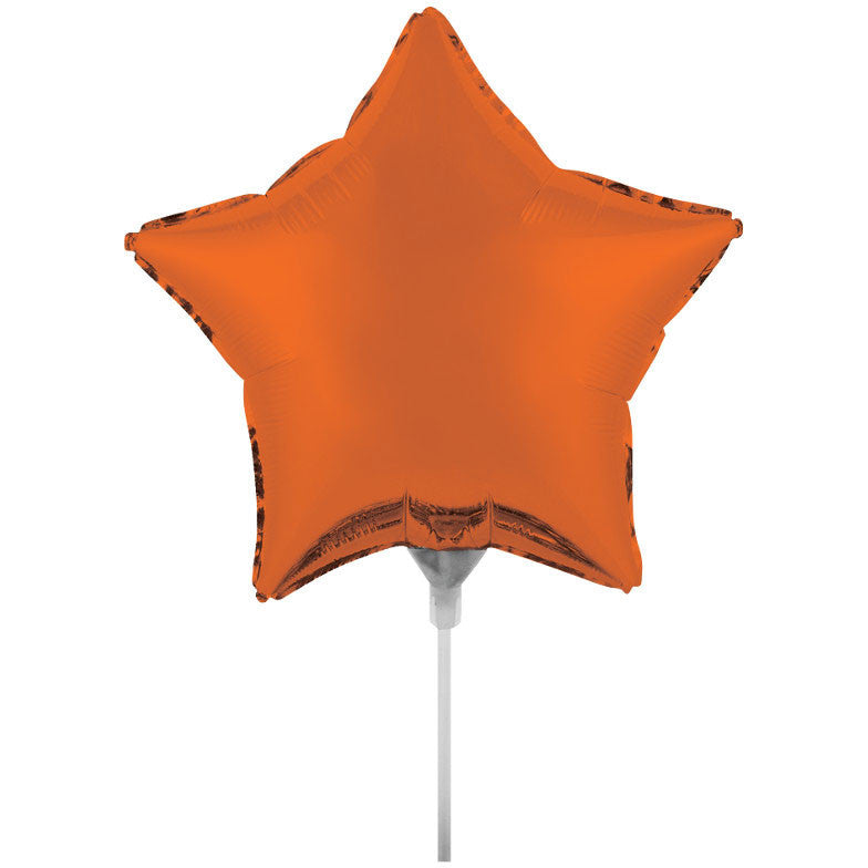 Sunkissed Orange 18" Air Filled Foil Star Balloon with Stick