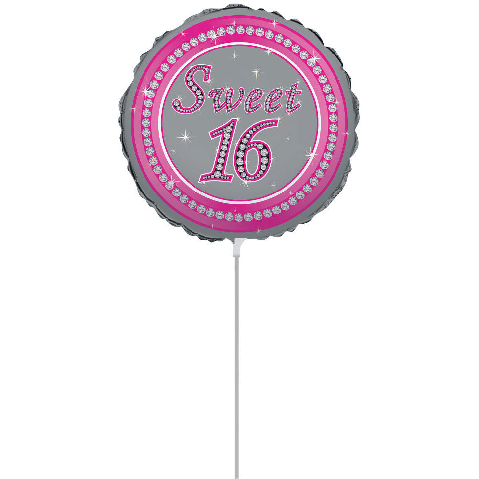 Sweet 16 18" Air Filled Foil Balloon with Stick