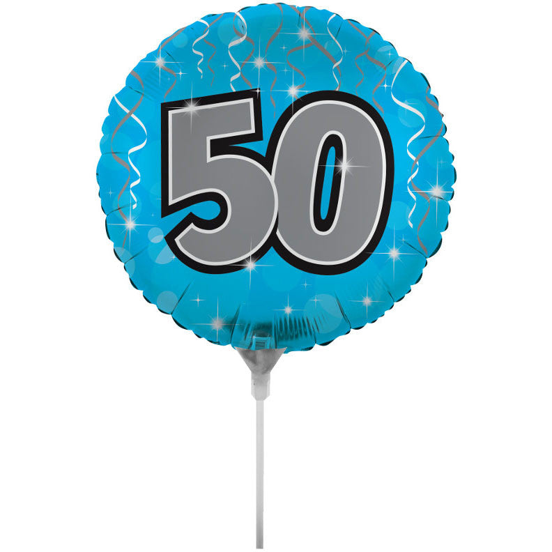 50th Birthday 18" Air Filled Foil Balloon with Stick