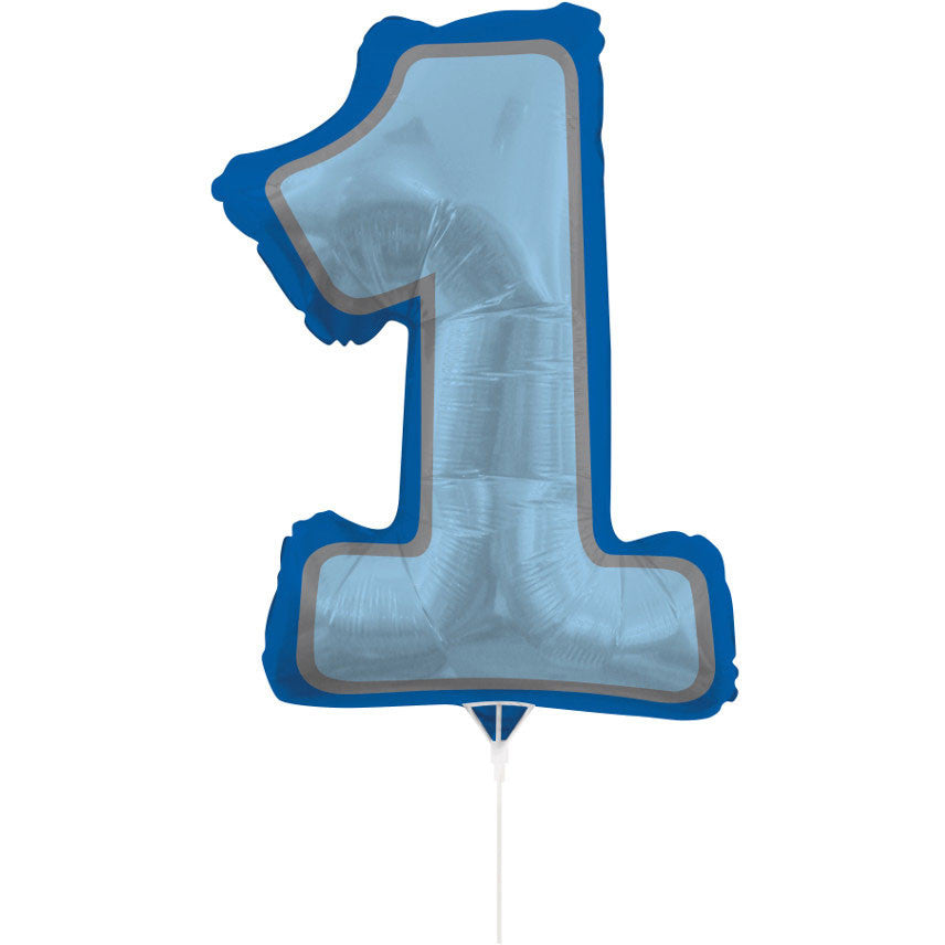 Numeral One Boy 30" Air Filled Foil Balloon with Stick