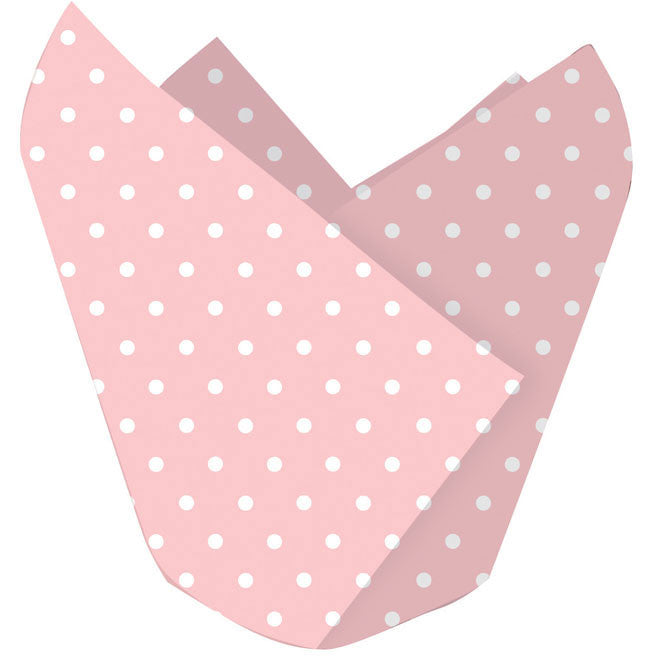 Classic Pink and White Polka Dots Cupcake Wraps (12ct)
