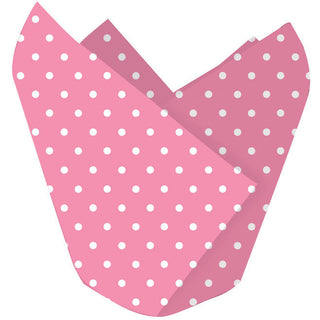 Pink and White Polka Dots Cupcake Wraps (12ct)