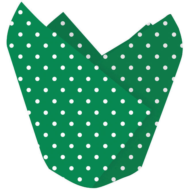 Green and White Polka Dots Cupcake Wraps (12ct)