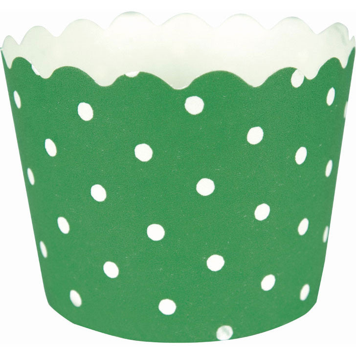 Green and White Polka Dots Baking Cups (12ct)