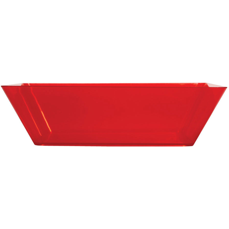 Translucent Red 11" Plastic Square Serving Bowl