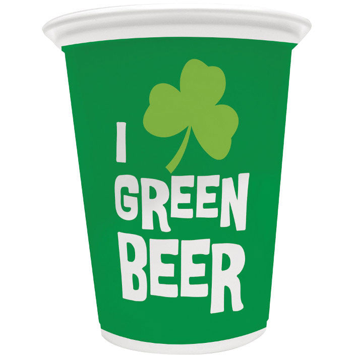 Green Beer 16oz Plastic Cups (8ct)