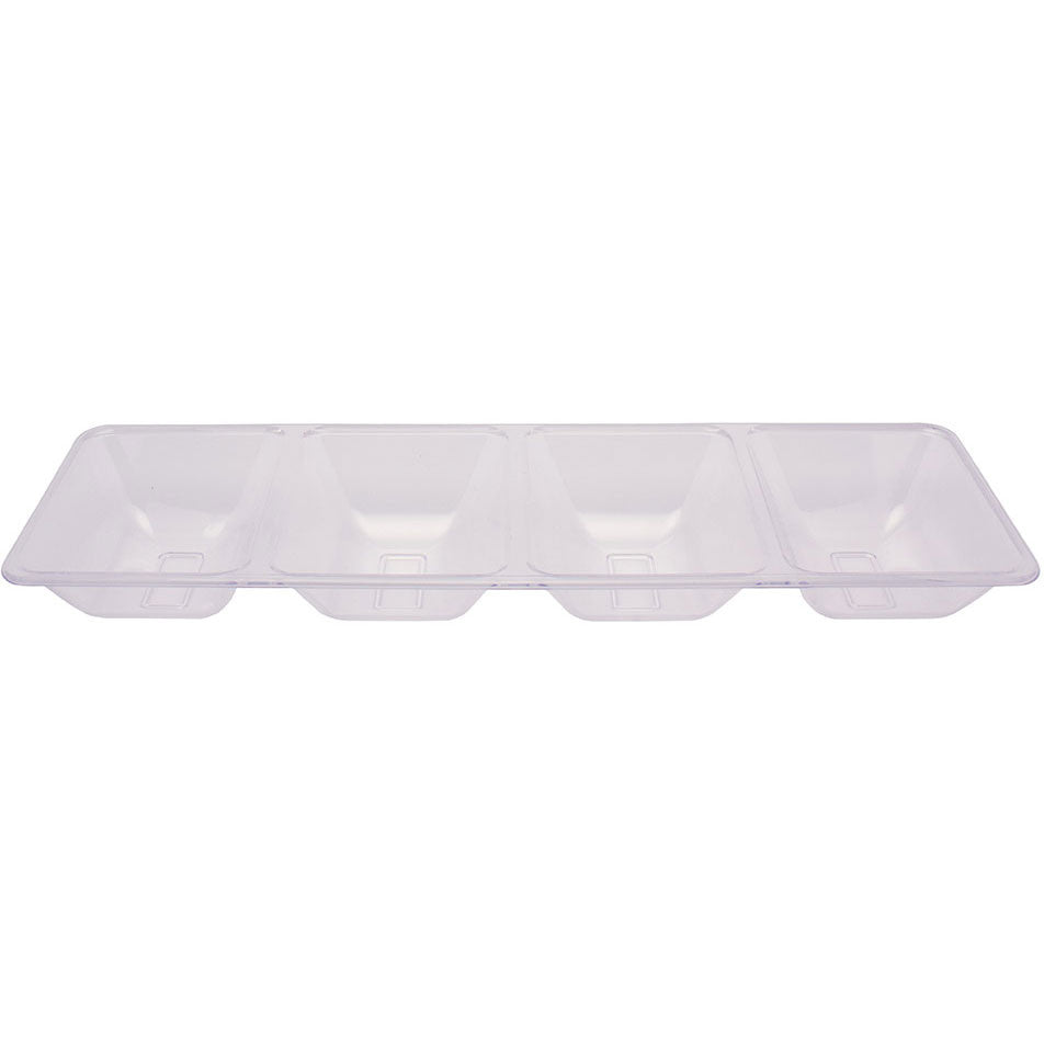 Clear Tray, Plastic 16" 4-Compartment Tray