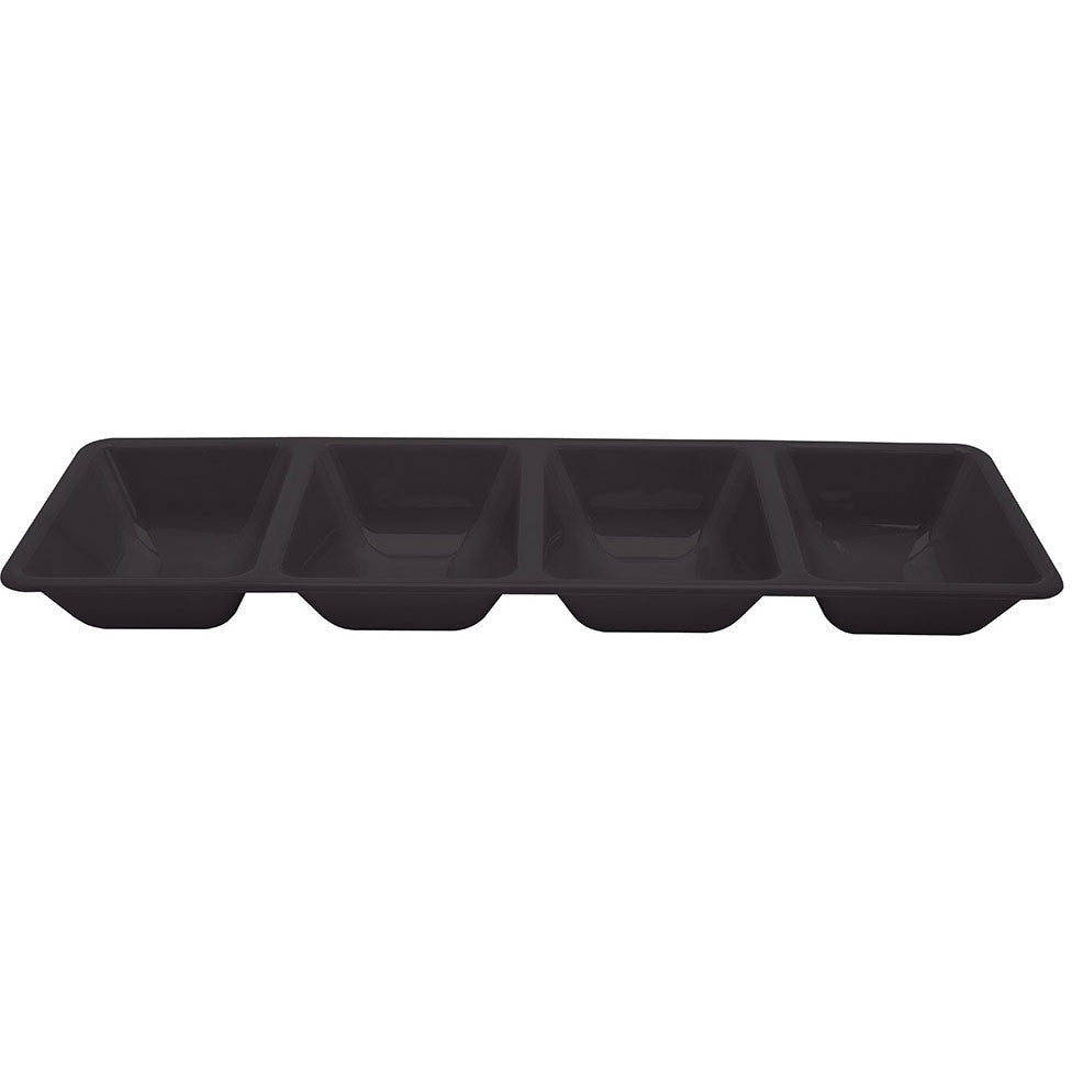 Black Tray, Plastic 16" 4-Compartment Tray