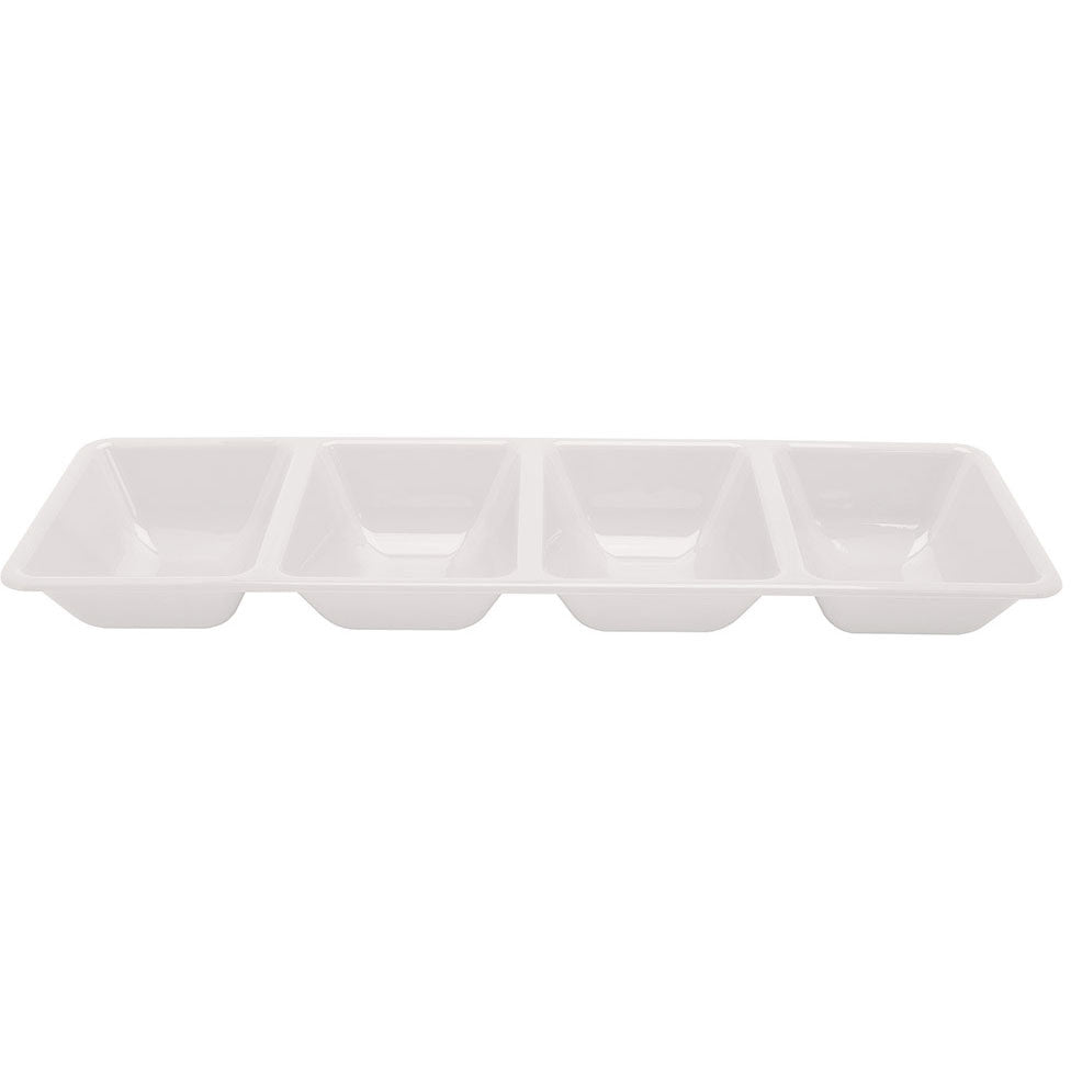 White Tray, Plastic 16" 4-Compartment Tray