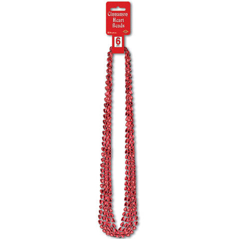 Cinnamon Heart Beads 6 Strands 33"