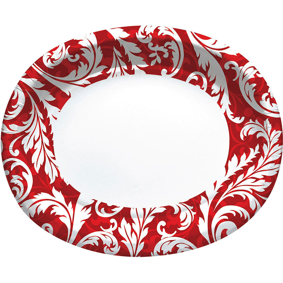Peppermint Swirl Oval Banquet Plates (8ct)