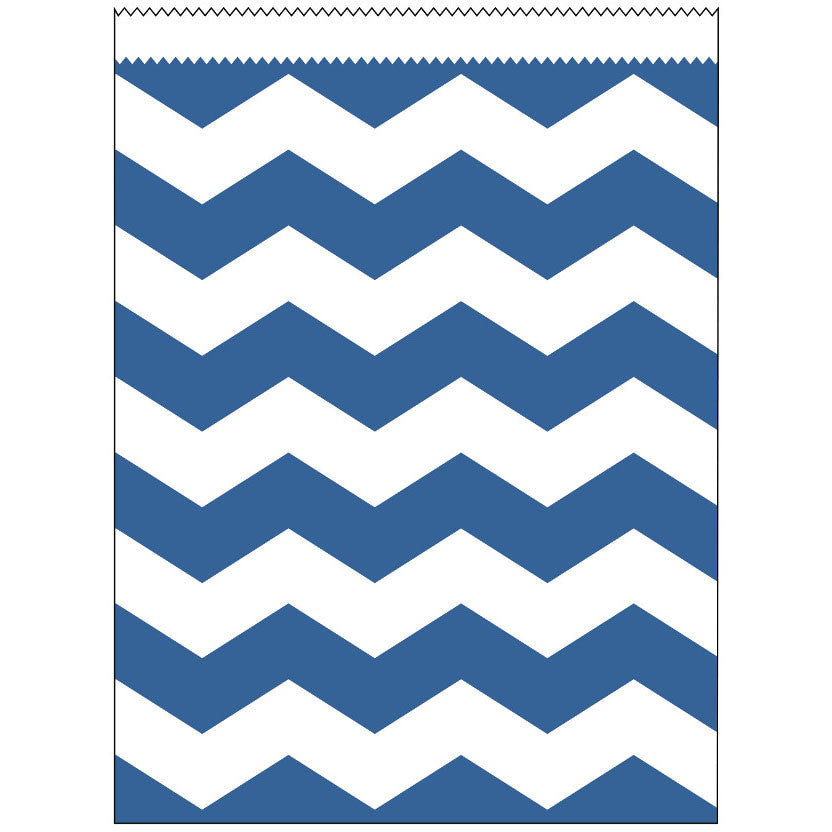 True Blue Chevron Large Paper Treat Bags (10ct)