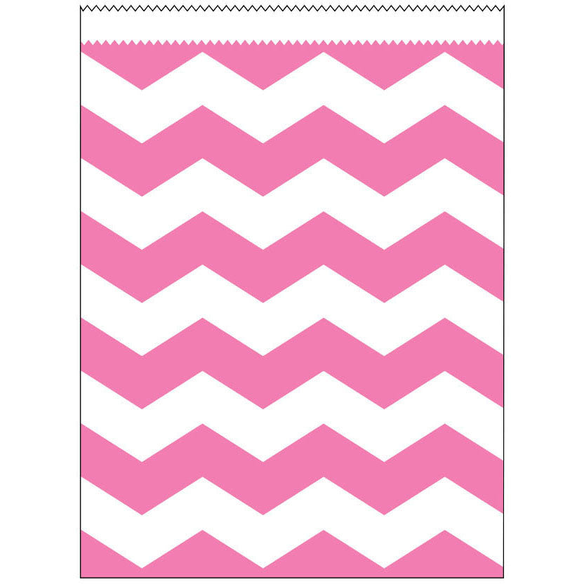 Candy Pink Chevron Large Paper Treat Bags