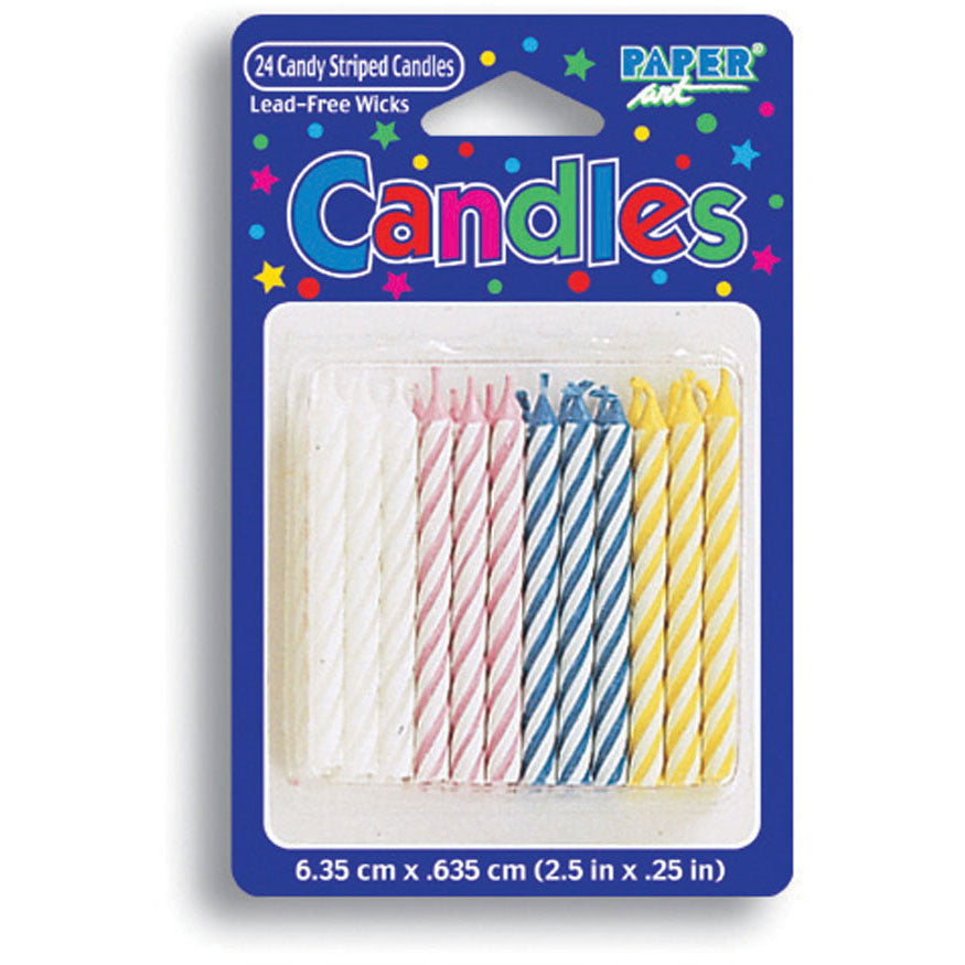Pastel Striped Stick Candles (24ct)