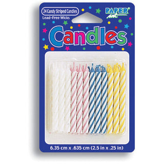 Pastel Striped Stick Candles (24ct)