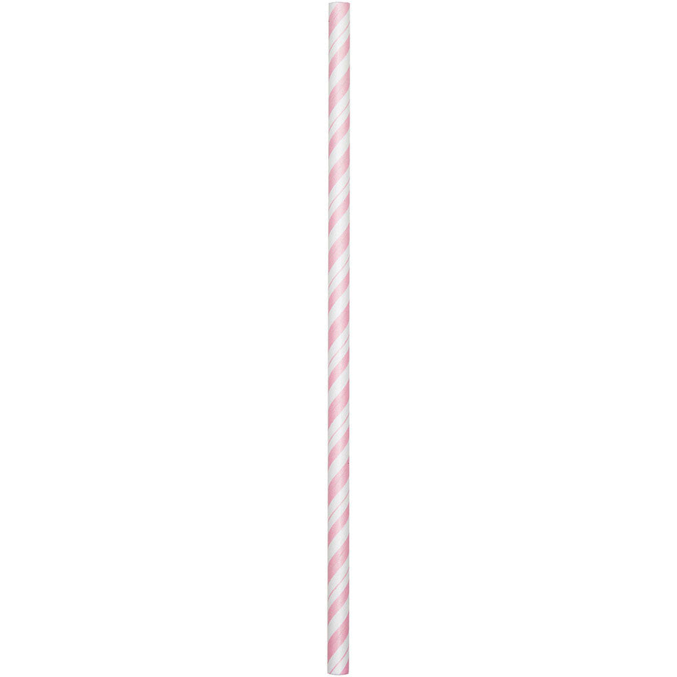 Classic Pink Striped Paper Straws (24ct)