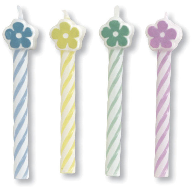 Flower Striped Stick Candles (8ct)