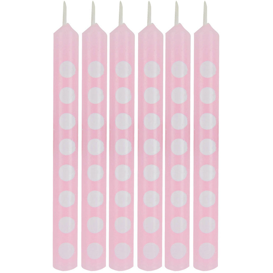 Classic Pink Dots Stick Candles (12ct)