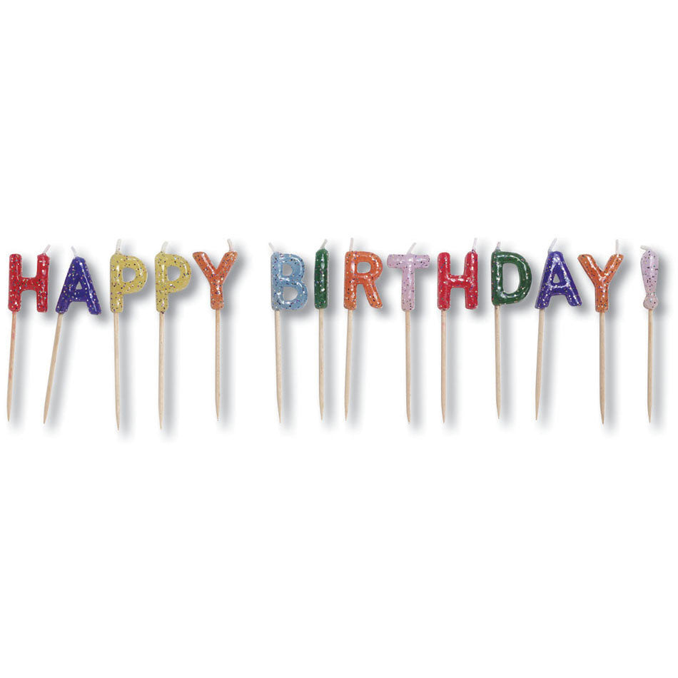 Happy Birthday Glitter Candle Pick Set