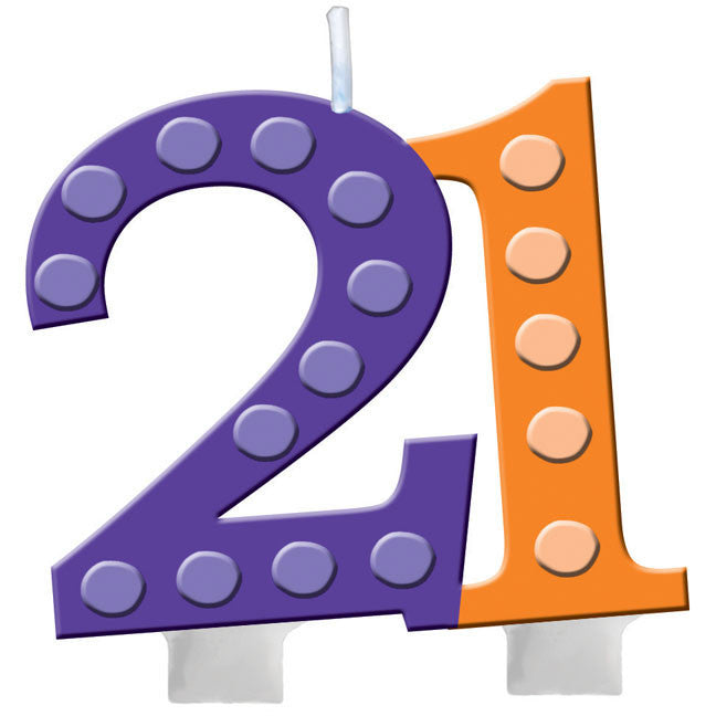 Bright and Bold Candle, Molded Numeral w/ balloon, 21st