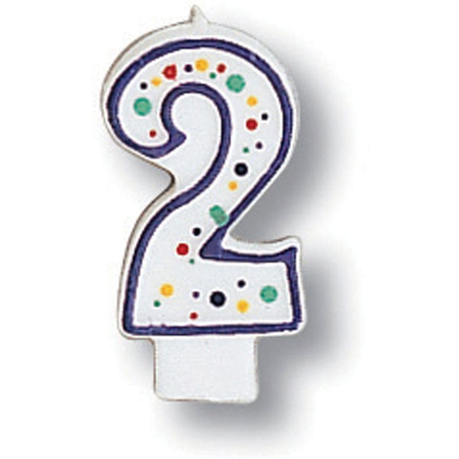 Polka Dot "2" Numeral Candle