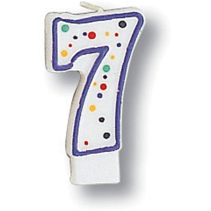 Polka Dot "7" Numeral Candle