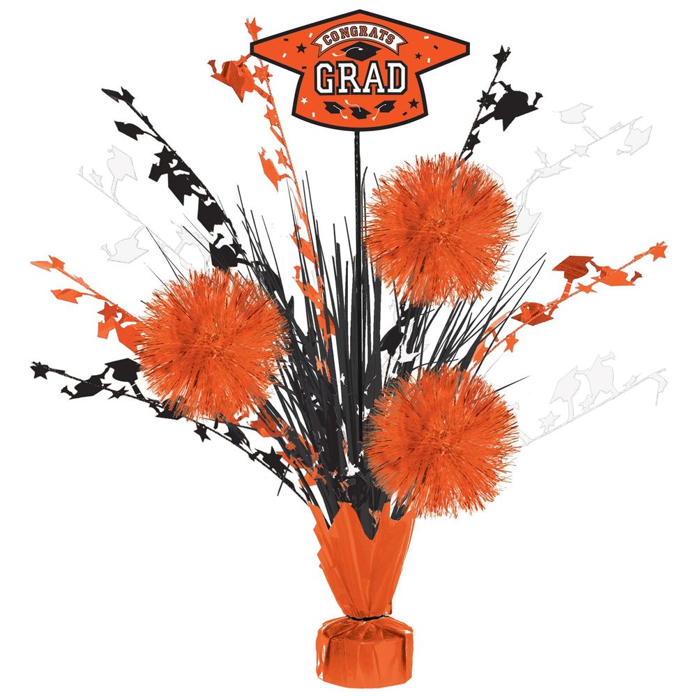 Congrats Grad Tinsel Centerpiece Orange (1ct)
