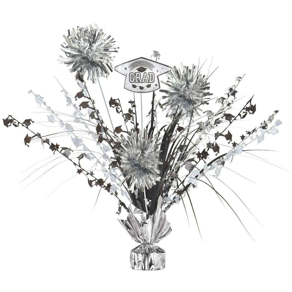 Congrats Grad Tinsel Centerpiece White (1ct)