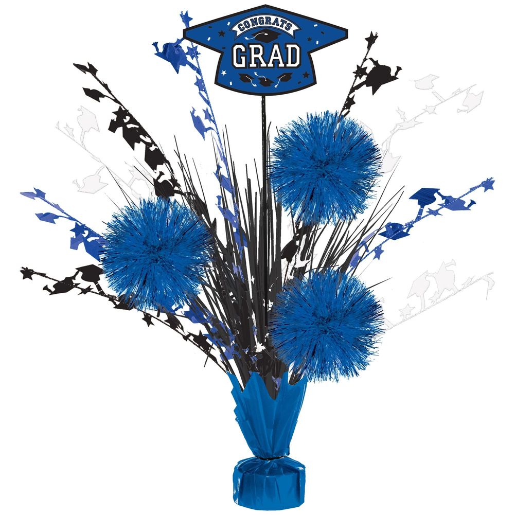 Congrats Grad Tinsel Centerpiece Blue (1ct)