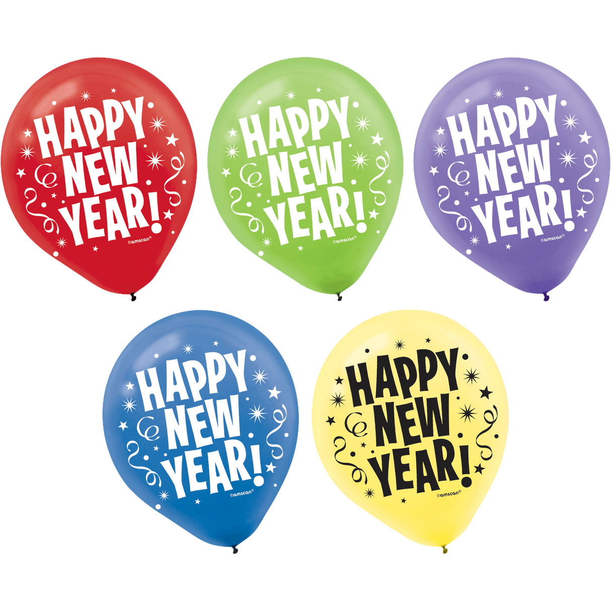 12" Happ New Year Latex Balloons (15ct)