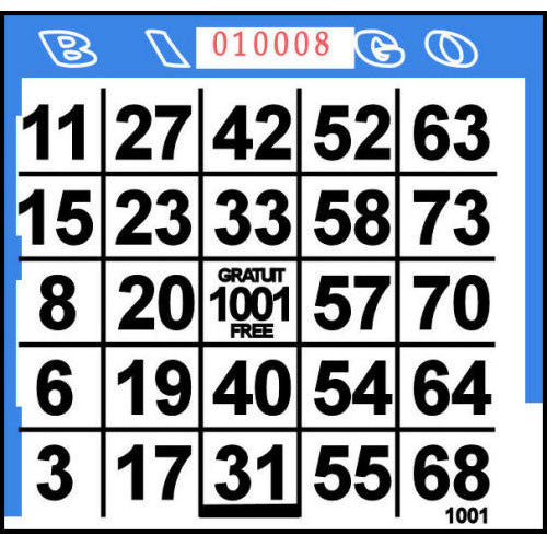 1 ON Paper Bingo Cards