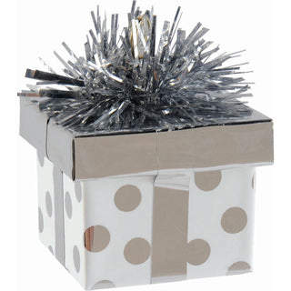 Gift Box Balloon Weight- Silver Dots