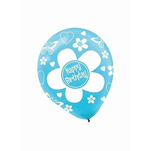 Flowers and Butterfly Happy Birthday Balloon