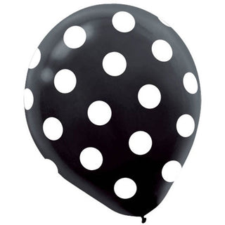 Latex Balloons Black w/Dots, 12