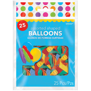 Assorted Shaped Latex Balloons 25ct- Assorted Colors
