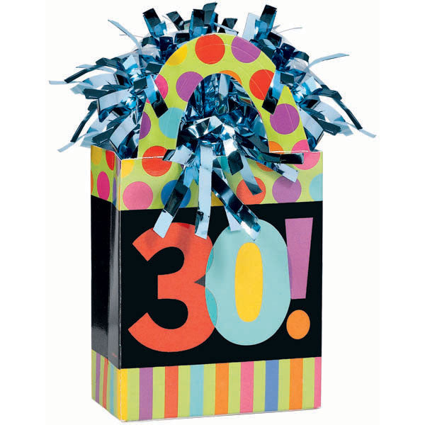 30th Birthday Dots And Stripes 5.7 oz Balloon Weight