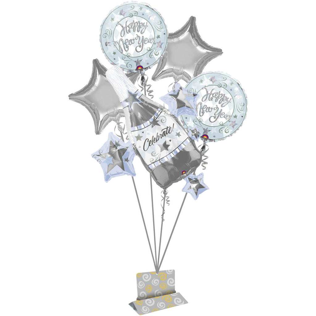 Silver Celebration New Year's  Bouquet of Balloons (5pc)