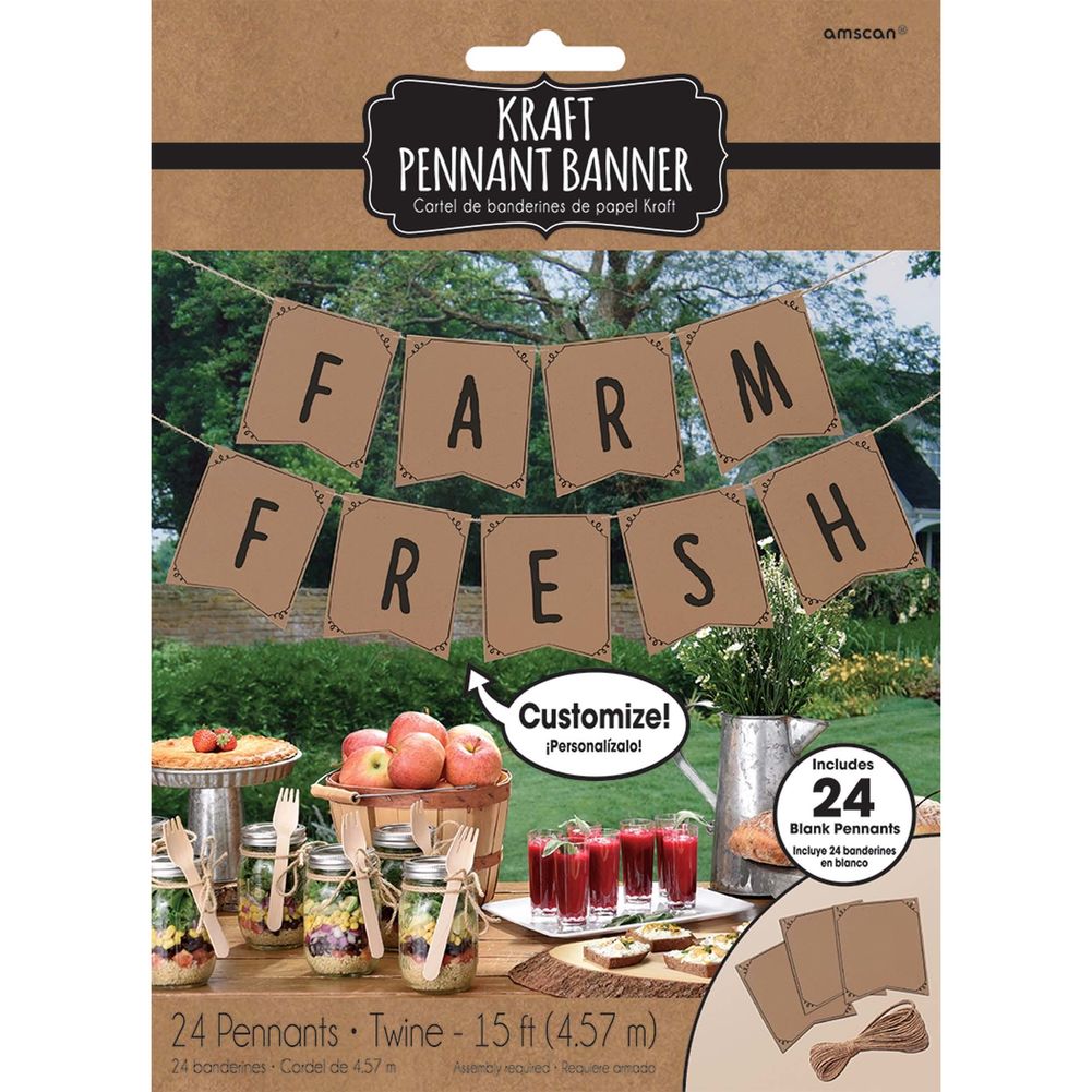 Kraft Paper Large Pennant Banner Kit, 24ct