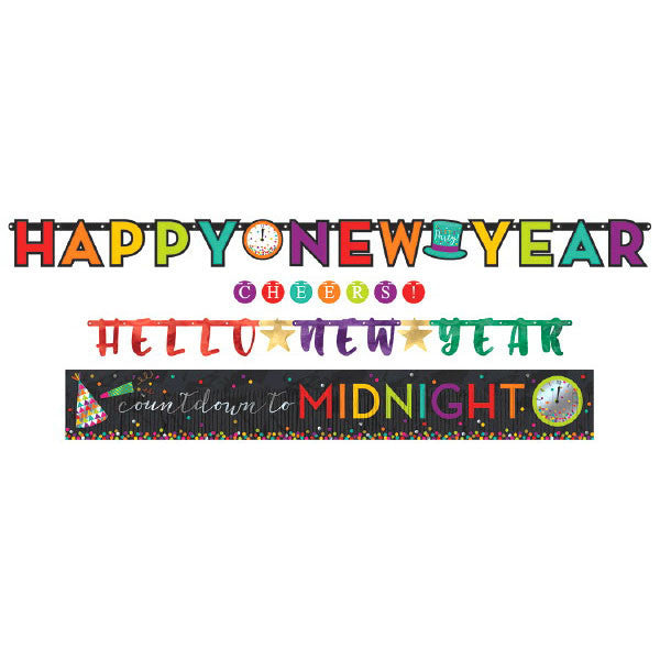 Happy New Year Jewel Tone Party Banners (4 ct)
