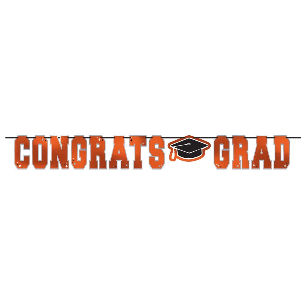 School Colors Large Foil Letter Banner Orange (1ct)