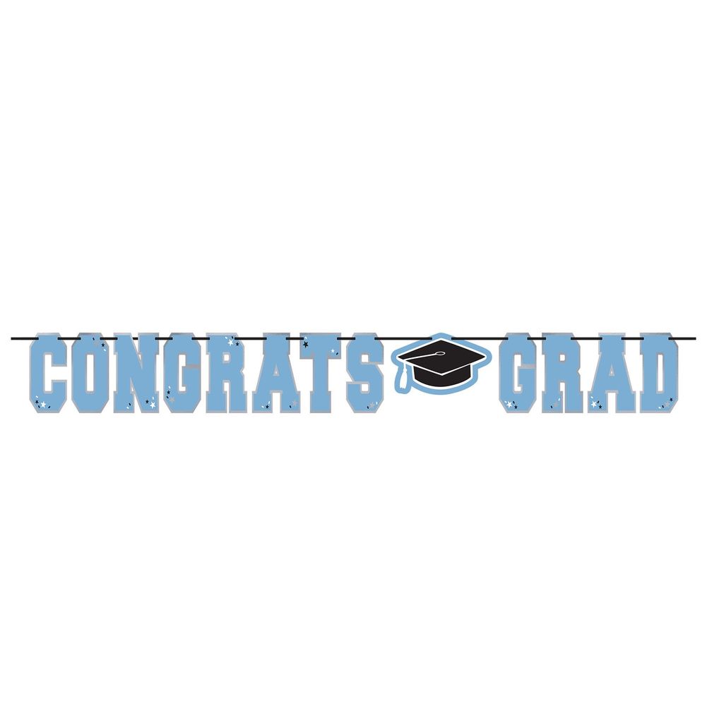 School Colors Large Foil Letter Banner Powder Blue (1ct)