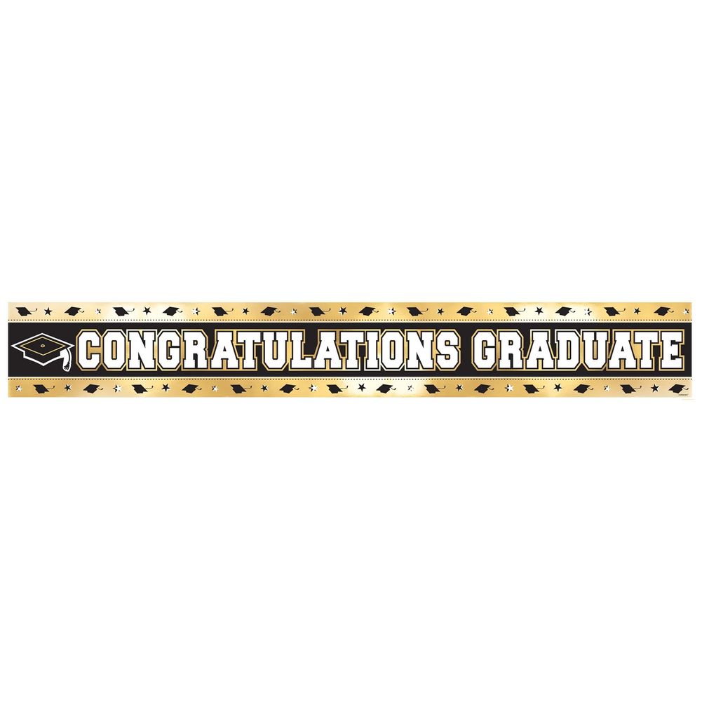 Grad Foil Banner - Black, Silver, Gold, 9'