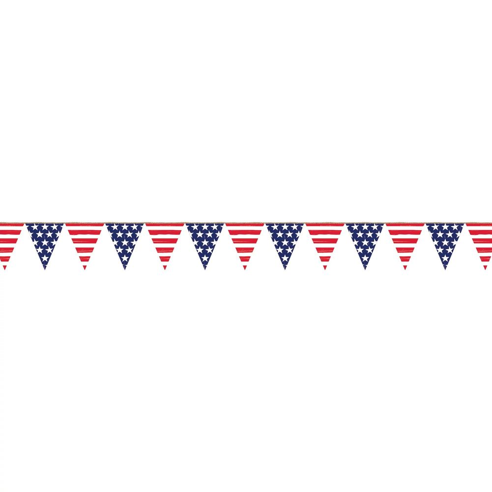 Stars and Stripes Plastic Pennant Banner, 12.5'